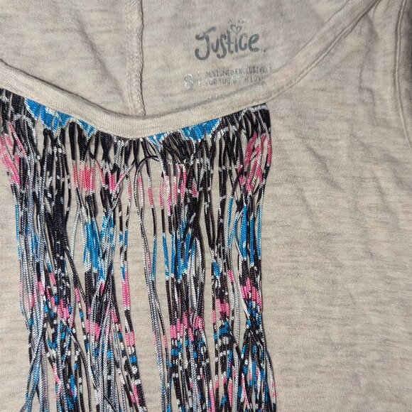 Tank top - Justice - cute w/ fringe - size 8 - Picture 2 of 4